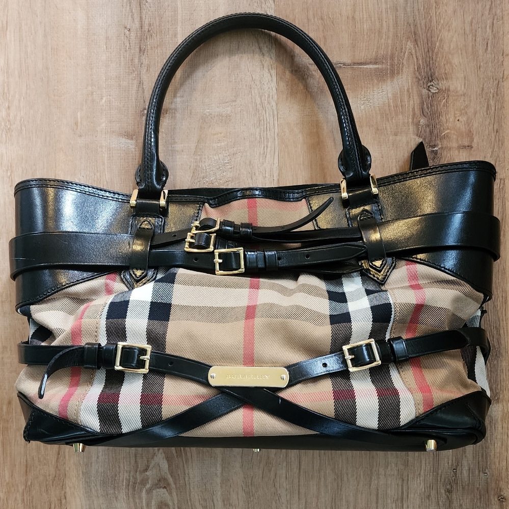 Burberry House Check Canvas And Leather Bridle Lynher Tote